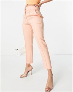 Комбинируемые строгие брюки сигареты персикового цвета классического кроя Asos design