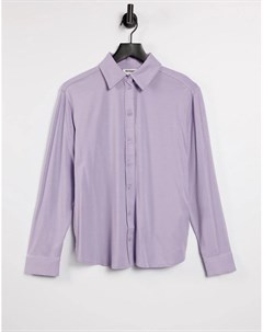 Пыльно фиолетовая трикотажная рубашка из смесового органического хлопка Jannike Weekday