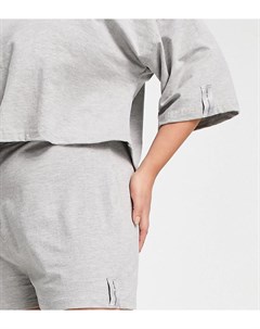 Серая меланжевая пижама со свободной укороченной футболкой и шортами Public desire curve