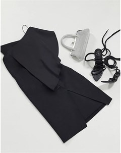 Черное облегающее платье на одно плечо Aqaq