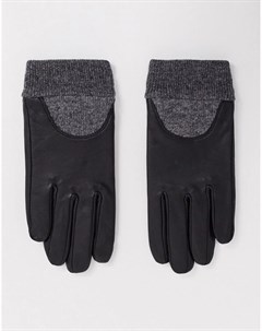 Кожаные перчатки для сенсорных экранов с манжетами в рубчик Asos design