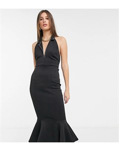 Черное платье миди с глубоким вырезом ASOS DESIGN Tall Asos tall