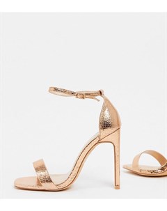 Розово золотистые босоножки для широкой стопы на каблуке Glamorous Glamorous wide fit