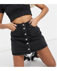 Черная джинсовая юбка с пуговицами ASOS DESIGN Petite Asos petite
