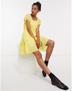 Желтое хлопковое платье с квадратным вырезом eco & other stories