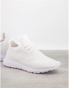 Белые трикотажные кроссовки New look