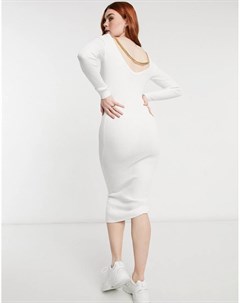 Белое платье миди с цепочкой на спине Asos design