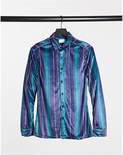 Бархатная эластичная приталенная рубашка в полоску Asos design