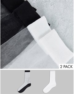 Набор из 2 пар сетчатых носков до щиколотки черного и белого цвета Topshop