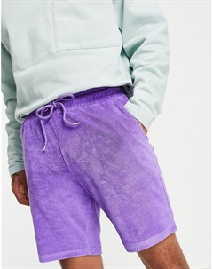Махровые oversized шорты красновато фиолетового цвета от комплекта Asos design