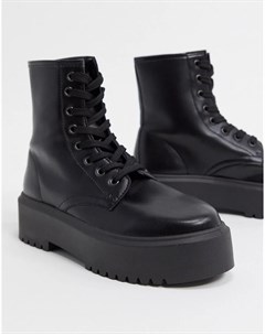 Черные ботинки со шнуровкой на массивной подошве Attitude 2 Asos design