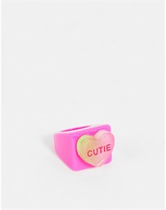Каучуковое кольцо розового цвета с надписью Cutie Vintage supply