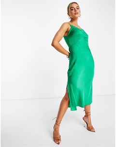 Зеленое платье комбинация миди с драпировкой и кружевной отделкой Dola French connection