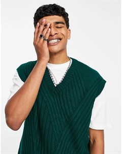 Зеленый свитер без рукавов в рубчик различных направлений Asos design