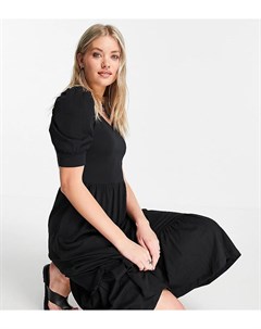 Черное чайное платье с объемными рукавами Only tall