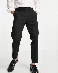 Черные элегантные брюки зауженного кроя с эластичным поясом Selected homme