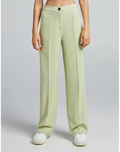 Шалфейно зеленые брюки с широкими штанинами от комплекта Bershka