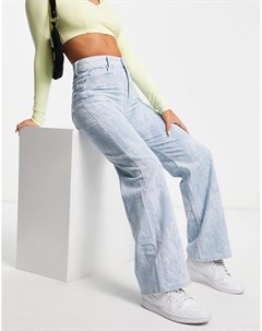 Голубые джинсы с мраморным принтом в стиле 90 х Bershka