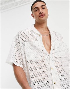 Свободная рубашка в стиле oversized из натурального кружева цвета экрю Asos design