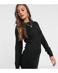Черное платье джемпер с круглым вырезом в стиле грандж Brave soul petite