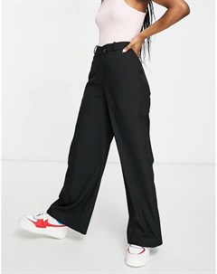 Черные широкие брюки с косой асимметричной талией Luxa Weekday