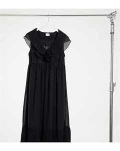 Черное шифоновое платье миди с плиссировкой Mamalicious Maternity