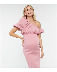 Эксклюзивное розовое платье миди для беременных на одно плечо с юбкой карандашом ASOS DESIGN Materni Asos maternity