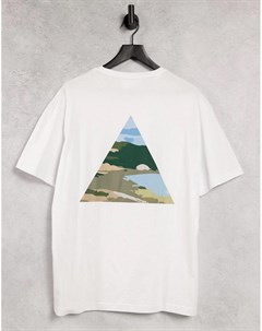 Белая футболка свободного кроя из органического хлопка с камуфляжным пейзажным принтом на спине Selected homme