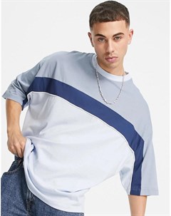 Oversized футболка в стиле колор блок синего и серого цвета Asos design