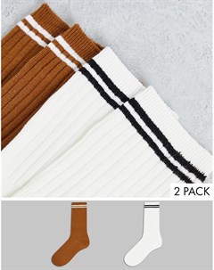 Набор из 2 пар носков белого и светло коричневого цветов Topshop