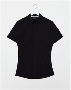 Черная обтягивающая рубашка из вискозы Asos design