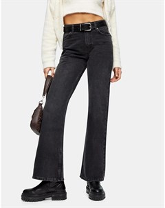 Расклешенные джинсы черного выбеленного цвета в стиле 90 х Topshop