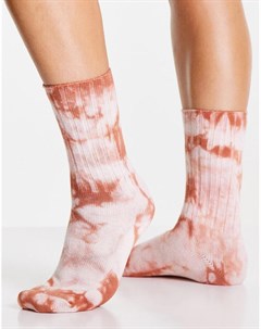 Розовые свободные носки с принтом тай дай Topshop