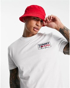 Белая футболка с логотипом и принтом на спине Tommy jeans