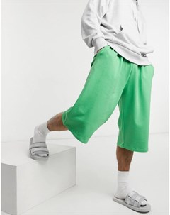 Ярко зеленые трикотажные oversized шорты удлиненного кроя Asos design