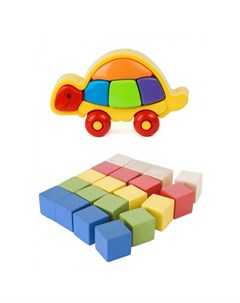 Развивающая игрушка Логическая черепашка Набор для конструирования Кубики 20 шт Тебе-игрушка