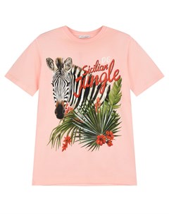Розовая футболка с принтом Sicilian Jungle Dolce&gabbana