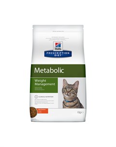 Корм metabolic сухой диетический для кошек способствует снижению и контролю веса с курицей 4 кг Hill's prescription diet