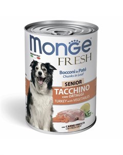 Dog Fresh влажный корм для пожилых собак с мясным рулетом из индейки и овощей в консервах 400 г Monge