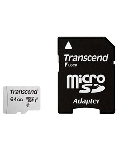 Карта памяти 64Gb 300S MicroSDHC Class 10 UHS I TS64GUSD300S A Transcend