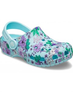 Сабо для девочек Preschool Classic Floral Clog Ice Blue Crocs