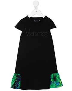 Платье футболка с тисненным логотипом Versace kids