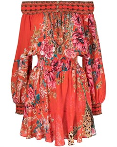 Платье с цветочным принтом и открытыми плечами Camilla