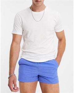 Узкие короткие шорты ярко синего цвета из жатой ткани Asos design
