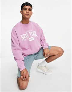 Фиолетовый окрашенный свитшот с принтом New York New look