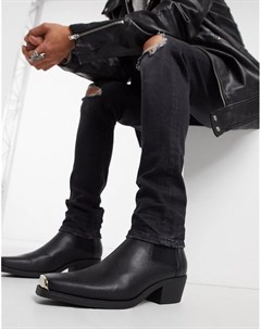 Черные ботинки челси в стиле вестерн из искусственной кожи Asos design