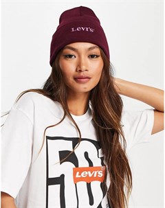 Бордовая шапка бини с логотипом Levi's®