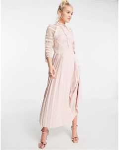 Нежно розовое платье мидакси с отделкой кружевом Little mistress