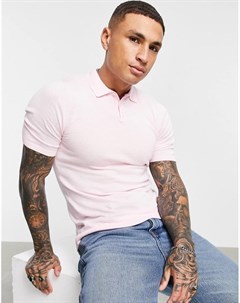 Розовая трикотажная футболка поло облегающего кроя Asos design
