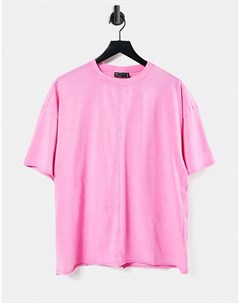 Розовая выбеленная футболка в стиле oversized с отделкой швами Asos design